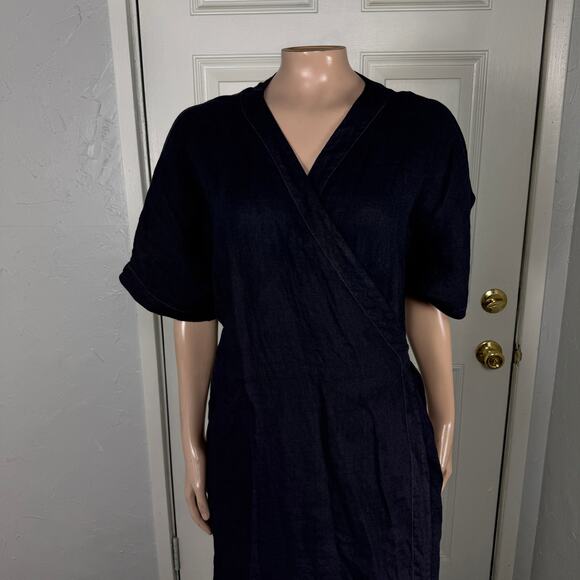 Linen tales Closet Women's Linen Dress Wrap One Size Vine Gray K3-23 - Picture 2 of 8